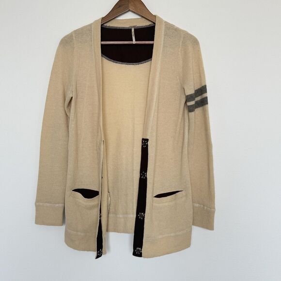 Free People Sweater Womens Small Beige Cardigan Snap Front Longline Wool Alpaca - Picture 5 of 11